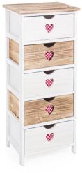 Bizzotto Comoda 5 sertare din lemn alb natur rosu chalet 40 cm x 29 cm x 90 h (0210125) - storel Comoda