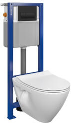 Cersanit Set vas wc suspendat Mille Plus cu capac soft close, rezervor incastrat System 21 si clapeta negru mat (S701-497)