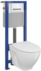 Cersanit Set vas wc suspendat Moduo cu capac soft close, rezervor incastrat System 21 si clapeta sticla alba (S701-302)