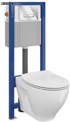 Cersanit Set vas wc suspendat Moduo cu capac soft close, rezervor incastrat Aqua 22 si clapeta sticla alba Intera (K701-234)