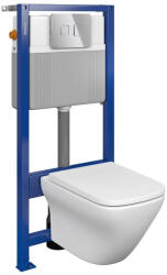 Cersanit Set vas wc suspendat Larga cu capac soft close, rezervor incastrat pneumatic si clapeta crom lucios (S701-479)