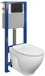 Cersanit Set vas wc suspendat Moduo cu capac soft close, rezervor incastrat System 21 si clapeta negru mat (S701-498)