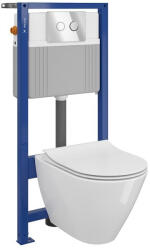 Cersanit Set vas wc suspendat City cu capac soft close, rezervor incastrat pneumatic si clapeta crom lucios (S701-327)