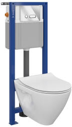 Cersanit Set vas wc suspendat Mille Plus cu capac soft close, rezervor incastrat System 21 si clapeta crom lucios (S701-464)