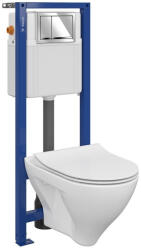 Cersanit Set vas wc suspendat Mille Plus cu capac soft close, rezervor incastrat Aqua 02 si clapeta crom lucios (S701-456)
