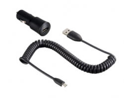 HTC autós töltő USB-A aljzat (5V/1A + DC M410 microUSB kábel) fekete (CC C200)