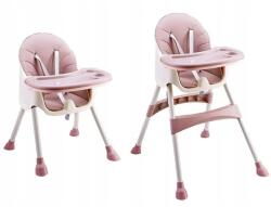 Klept 2 az 1-ben asztali szék, 6-36 hónapig, többfunkciós és stabil, kivehető és mosható tálca és huzat, állítható magasságú, csúszásmentes lábak, csúszásmentes, rózsaszín (scaunedemasa2)
