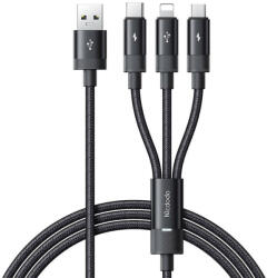 Mcdodo 3in1 USB to USB-C / Lightning / Micro USB Cable, Mcdodo CA-5790, 3.5A, 1.2m (black) (CA-5790) - mi-one
