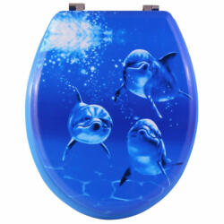 Bath Duck Wc-Ülőke - Mdf - Mintás - Rozsdamentes Acél Zsanérokkal - Delfin (TS-MDF-SS-D-12)