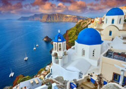 Enjoy 1086 - Santorini View with Boats, Greece - 1000 db-os puzzle (1086)