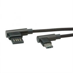 Roline Cablu USB 2.0 tip C la USB tip A reversibil unghi 90 grade T-T 1.8m negru, Roline 11.02. 9036 (11.02.9036-10)