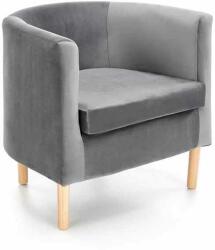 Halmar Clubby II fotel, szürke / natúr fa