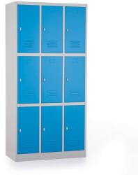 Rauman Fém szekrény - 9 doboz, 90 x 45 x 185 cm, csavaros zár, kék - ral 5012