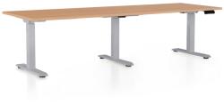 Rauman OfficeTech Long állítható magasságú asztal, 240 x 80 cm, szürke alap, bükkfa