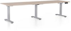 Rauman OfficeTech Long állítható magasságú asztal, 260 x 80 cm, szürke alap, tölgy
