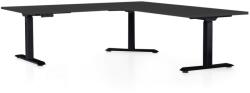 Rauman OfficeTech Angle állítható magasságú asztal, 180 + 120 cm, fekete alap, fekete