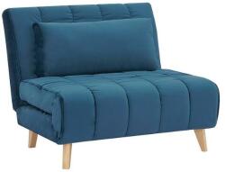 SIGNAL MEBLE Billy Velvet állítható fotel, kék / natúr fa