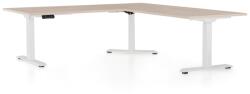 Rauman OfficeTech Angle állítható magasságú asztal, 180 + 120 cm, fehér alap, tölgy