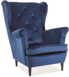 SIGNAL MEBLE Lady Velvet fotel, kék / fekete