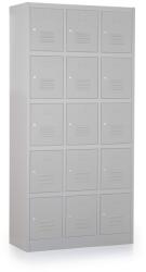 Rauman Fém szekrény - 15 doboz, 90 x 40 x 185 cm, hengerzár, szürke - ral 7035