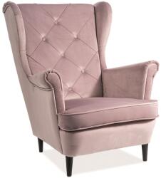 SIGNAL MEBLE Lady Velvet fotel, rózsaszín / fekete