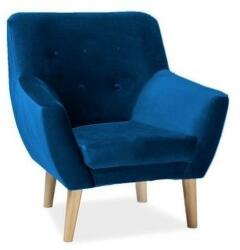 SIGNAL MEBLE Nordic I Velvet fotel, kék / natúr fa