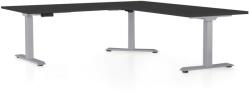 Rauman OfficeTech Angle állítható magasságú asztal, 180 + 120 cm, szürke alap, fekete