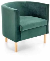 Halmar Clubby II fotel, zöld / natúr fa