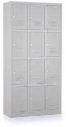 Rauman Fém szekrény - 12 doboz, 90 x 40 x 185 cm, hengerzár, szürke - ral 7035