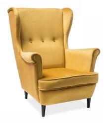 SIGNAL MEBLE Lord Velvet fotel, sárga / fekete