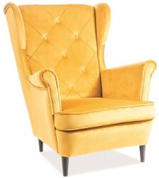 SIGNAL MEBLE Lady Velvet fotel, sárga / fekete