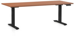 Rauman Állítható magasságú asztal OfficeTech D, 180 x 80 cm, fekete alap, cseresznye