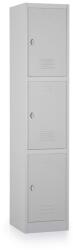 Rauman Fém szekrény - 3 doboz, 38 x 45 x 185 cm, csavaros zár, szürke - ral 7035