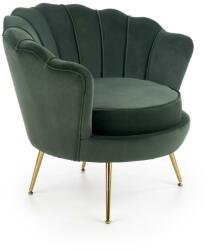 Halmar Amorinito fotel, sötétzöld / arany