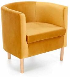 Halmar Clubby II fotel, sárga / natúr fa