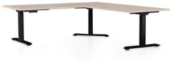 Rauman OfficeTech Angle állítható magasságú asztal, 180 + 120 cm, fekete alap, tölgy