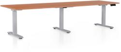Rauman OfficeTech Long állítható magasságú asztal, 260 x 80 cm, szürke alap, cseresznye