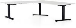 Rauman OfficeTech Angle állítható magasságú asztal, 180 + 120 cm, fekete alap, fehér