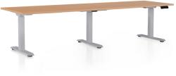 Rauman OfficeTech Long állítható magasságú asztal, 260 x 80 cm, szürke alap, bükkfa