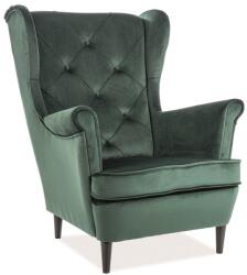 SIGNAL MEBLE Lady Velvet fotel, zöld / fekete