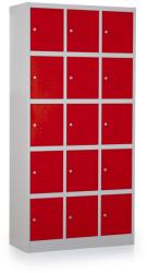 Rauman Fém szekrény - 15 doboz, 90 x 40 x 185 cm, hengerzár, piros - ral 3000