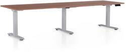 Rauman OfficeTech Long állítható magasságú asztal, 260 x 80 cm, szürke alap, dió
