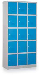 Rauman Fém szekrény - 15 doboz, 90 x 40 x 185 cm, hengerzár, kék - ral 5012