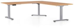 Rauman OfficeTech Angle állítható magasságú asztal, 180 + 120 cm, szürke alap, bükkfa