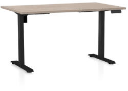 Rauman OfficeTech B állítható magasságú asztal, 140 x 80 cm, fekete alap, tölgy