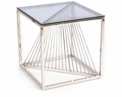 Halmar Infinity dohányzóasztal négyzet, átlátszó / ezüst