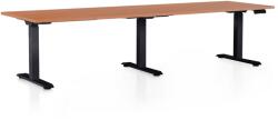 Rauman OfficeTech Long állítható magasságú asztal, 260 x 80 cm, fekete alap, cseresznye