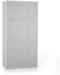 Rauman Fém szekrény - 9 doboz, 90 x 45 x 185 cm, hengerzár, szürke - ral 7035