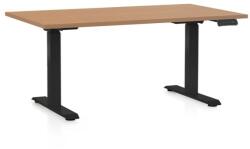 Rauman Állítható magasságú asztal OfficeTech D, 120 x 80 cm, fekete alap, bükkfa