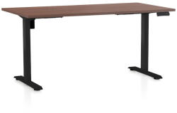 Rauman OfficeTech B állítható magasságú asztal, 160 x 80 cm, fekete alap, dió